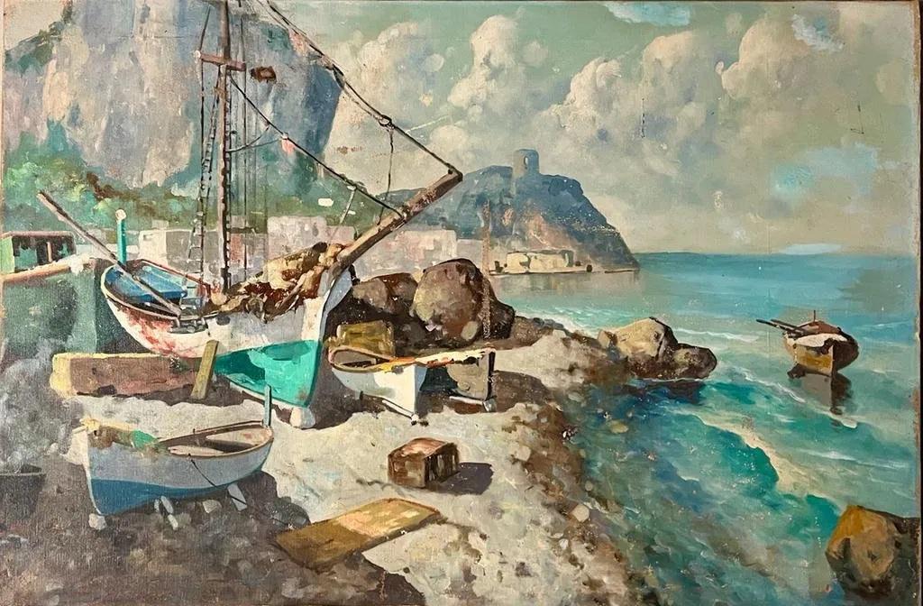 Claude Monet Impressionist Boats Landscape French Seascape Oil canvas large: This lot consists of hand painted impressionism oil on canvas in the style of Claude Monet. Oscar Claude Monet (14 November 1840 - 5 December 1926) was a founder of French Impressionist painting, and