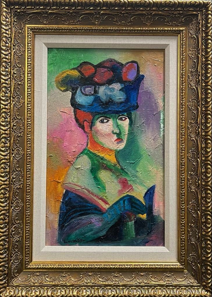 Henri Matisse Female Portrait Interior Women French Style of - Fauvism Canvas: The lot consist of a hand painted oil on canvas in the style of Henri Matisse.Henri Matisse (French, 1869-1954) was a French artist, known for both his use of colour and his fluid and original draught