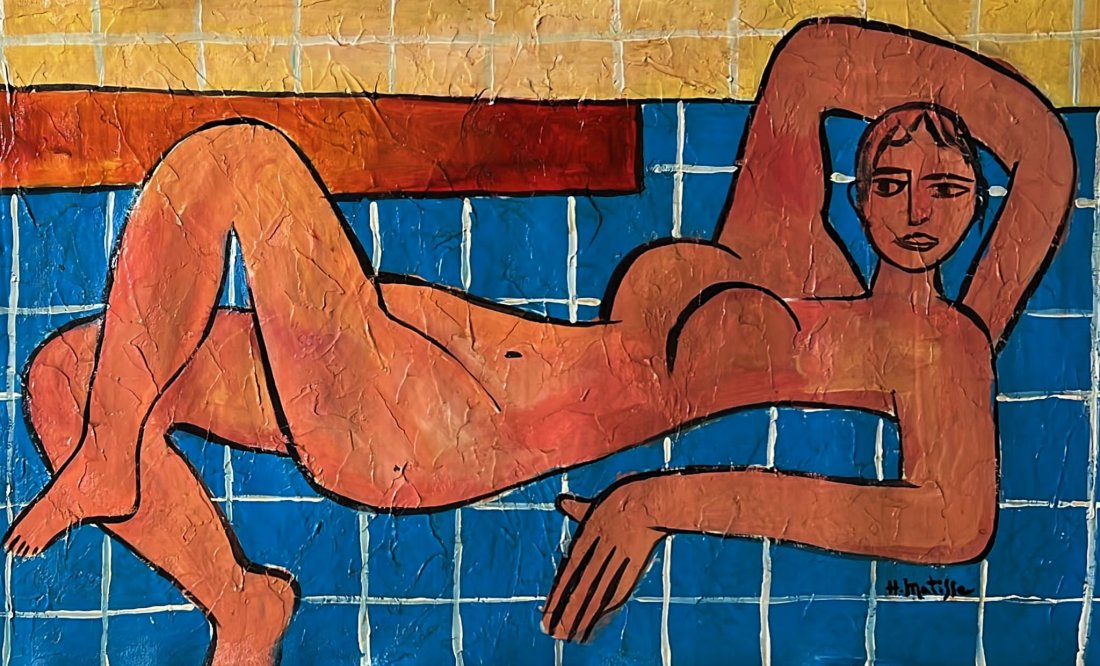 Henri Matiisse Nude French Women Female Style Of -Fauvism Oil on Canvas: The lot consist of a hand painted oil on canvas in the style of Henri Matisse.Henri Matisse (French, 1869-1954) was a French artist, known for both his use of colour and his fluid and original draught