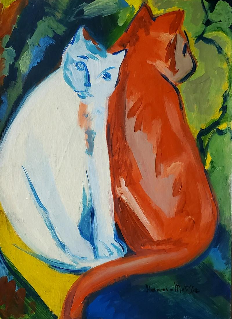 Henri Matisse French Cats Interior Abstract Figurative Impressionist Hand Painted Signed (1 of 1)