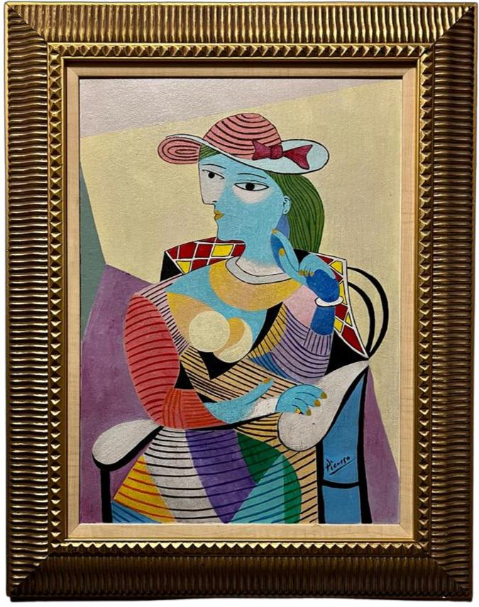 Pablo Picasso Hand Painted Oil on Board Cubist Cubism Female Women Mujer Spanish Art. (1 of 4)