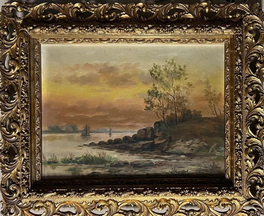 Claude Monet Cezanne Manet Landscape Era Style Hand painted old framed.100 years old.: This lot consists of hand painted impressionism oil on canvas in the style of Claude Monet. Oscar Claude Monet (14 November 1840 - 5 December 1926) was a founder of French Impressionist painting, and