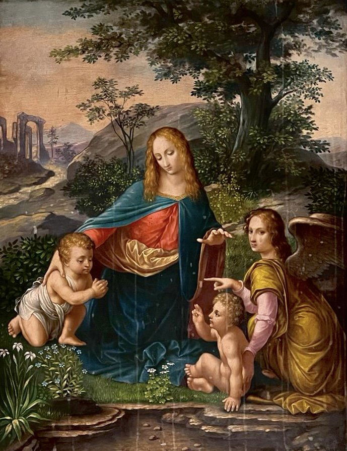 Leonardo Da Vinci Flemish Rembrandt Ruben era Child Madonna Landscape 17th oil on copper (1 of 11)