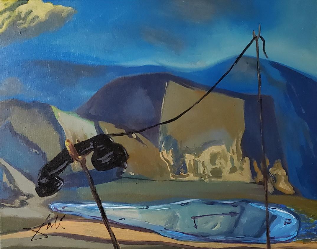 Salvador Dali Surrealist Landscape Spanish Art Telephone Oil Canvas (1 of 5)