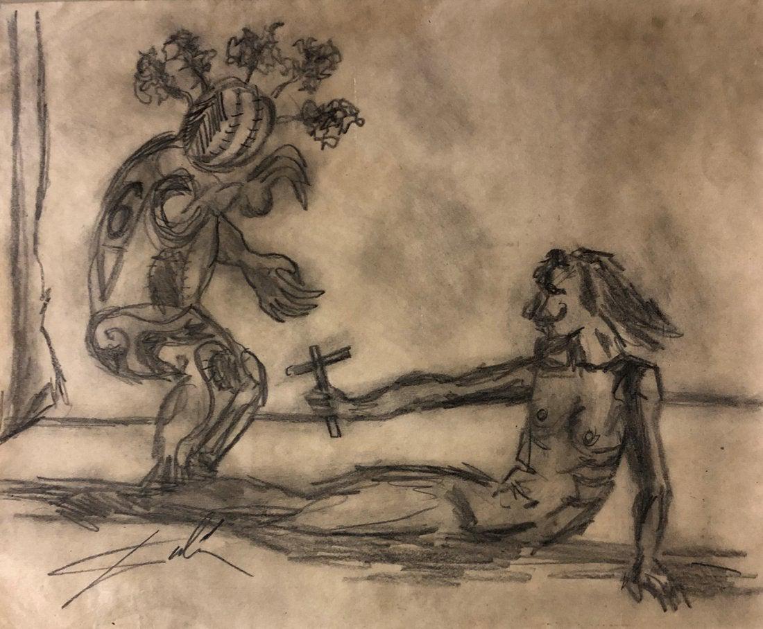 Salvador Dali Drawing Graphite Surrealist Spanish (1 of 1)