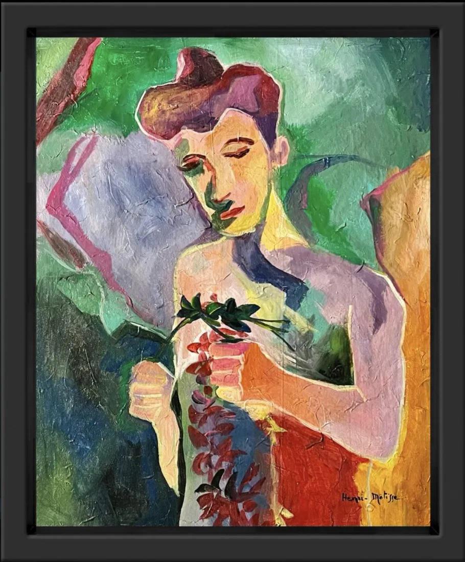 Henri Matisse Female Flowers Interior Portrait Picasso Dali era Oil on canvas (1 of 8)