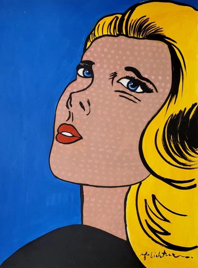 Roy Lichtenstein Pop Art New York Female Women (style of )Pop Art Hand painted. (1 of 1)