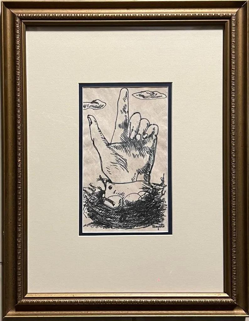 Rene Magritte Drawing Surrealism Belgian Art Picasso Dali Era Style of hand drawn. (1 of 2)