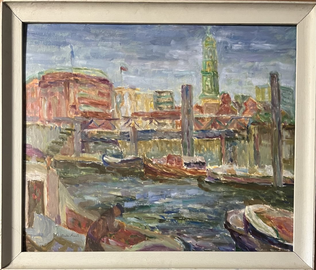 Claude Monet Impressionist Marina Beach Boats Style of Van Gogh French era Oil on canvas (1 of 8)