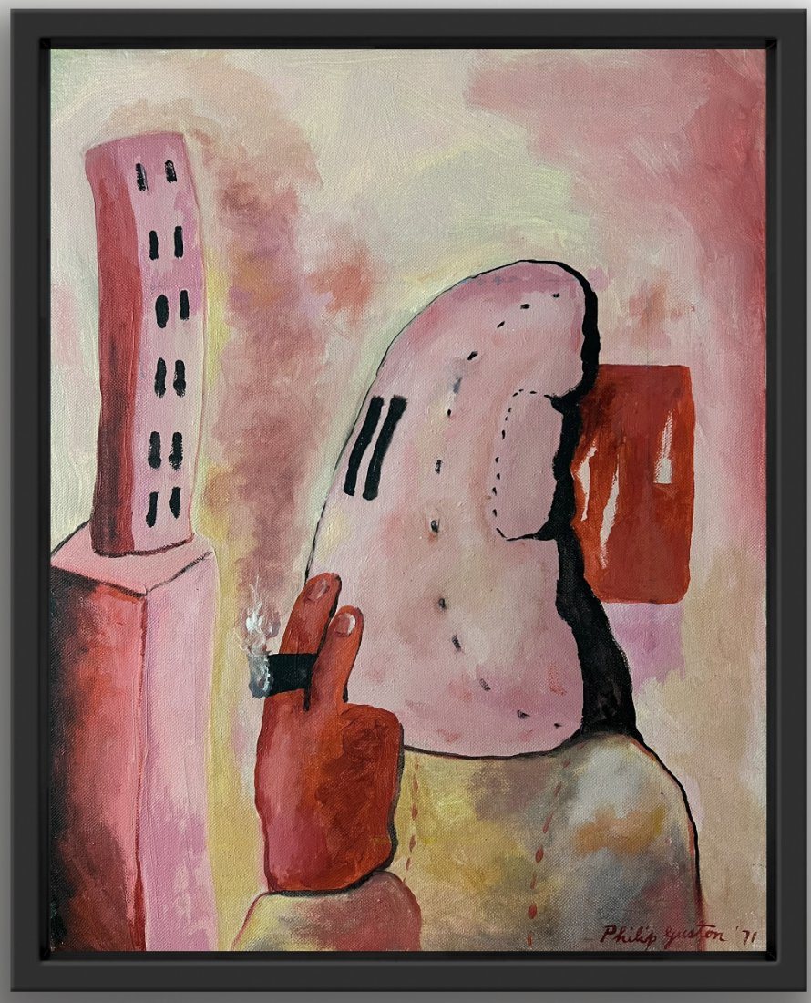 Philip Guston Cigar Surrealism styleof Abstract Expressionism Pollock de Kooning era oil on canvas