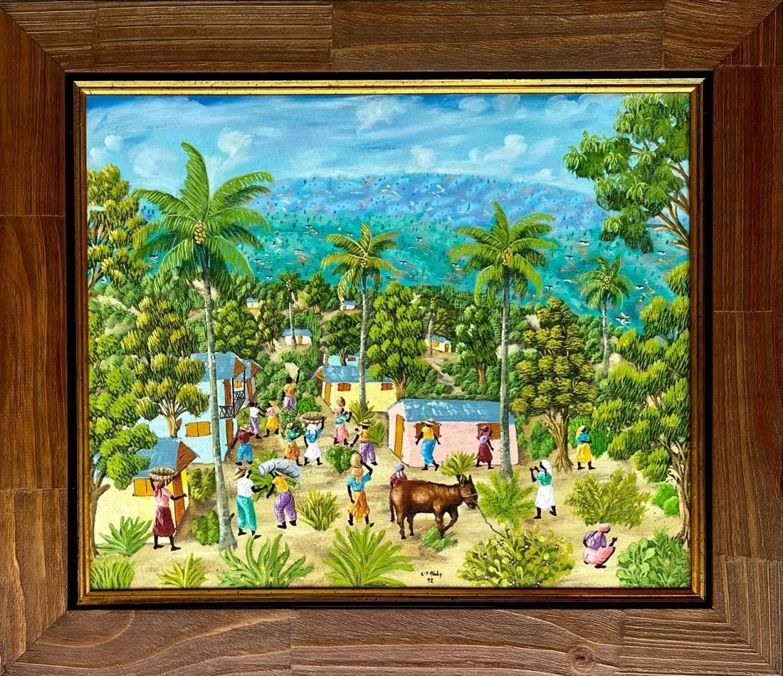 LY ALABY Latin American Landscape Caribbean Haitian oil canvas style Andre Pierre Obin. (1 of 3)