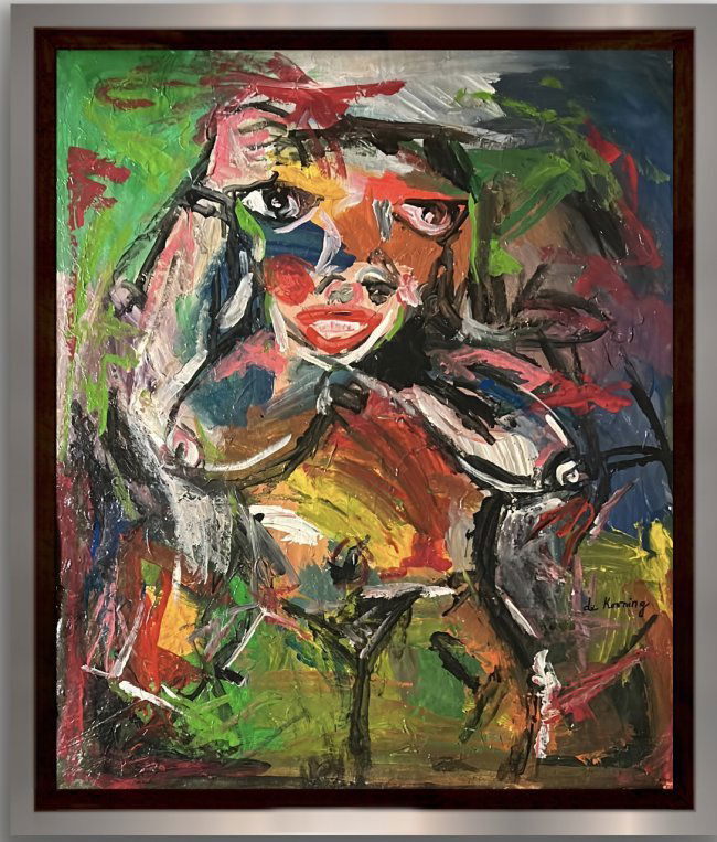 Willem de Kooning Style of Abstract Expressionism era Pollock Kline  Oil on canvas (1 of 8)