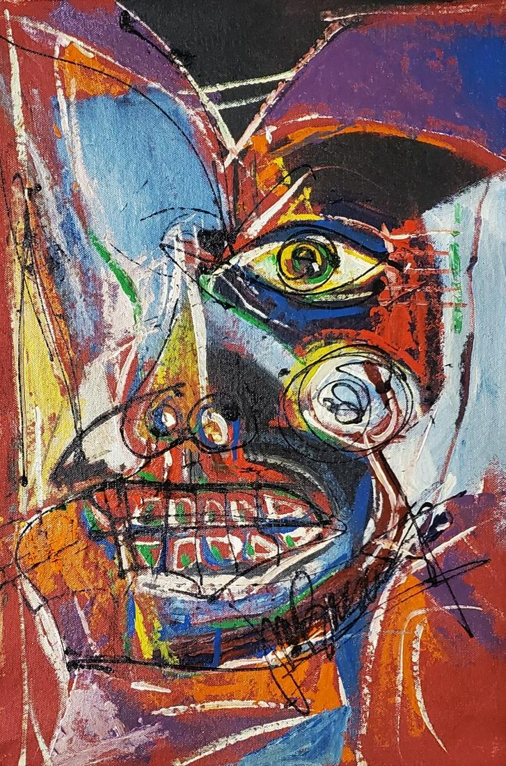 Jean-Michel Basquiat Abstract Expressionist Portrait Style of American on Canvas NY (1 of 2)