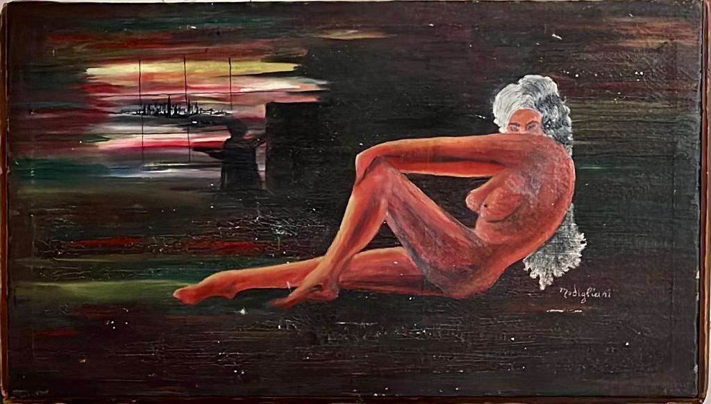 Amedeo Modigliani Style of Women Mujer Female  Italy Italian Landscape very old Oil on canvas (1 of 5)