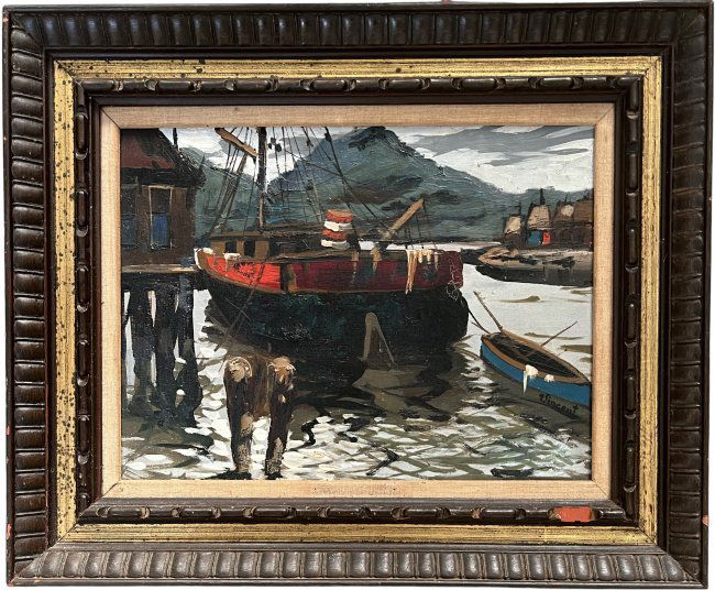 Vincent Van Gogh Style of Boats Impressionist era of Monet Manet Oil on canvas (1 of 5)