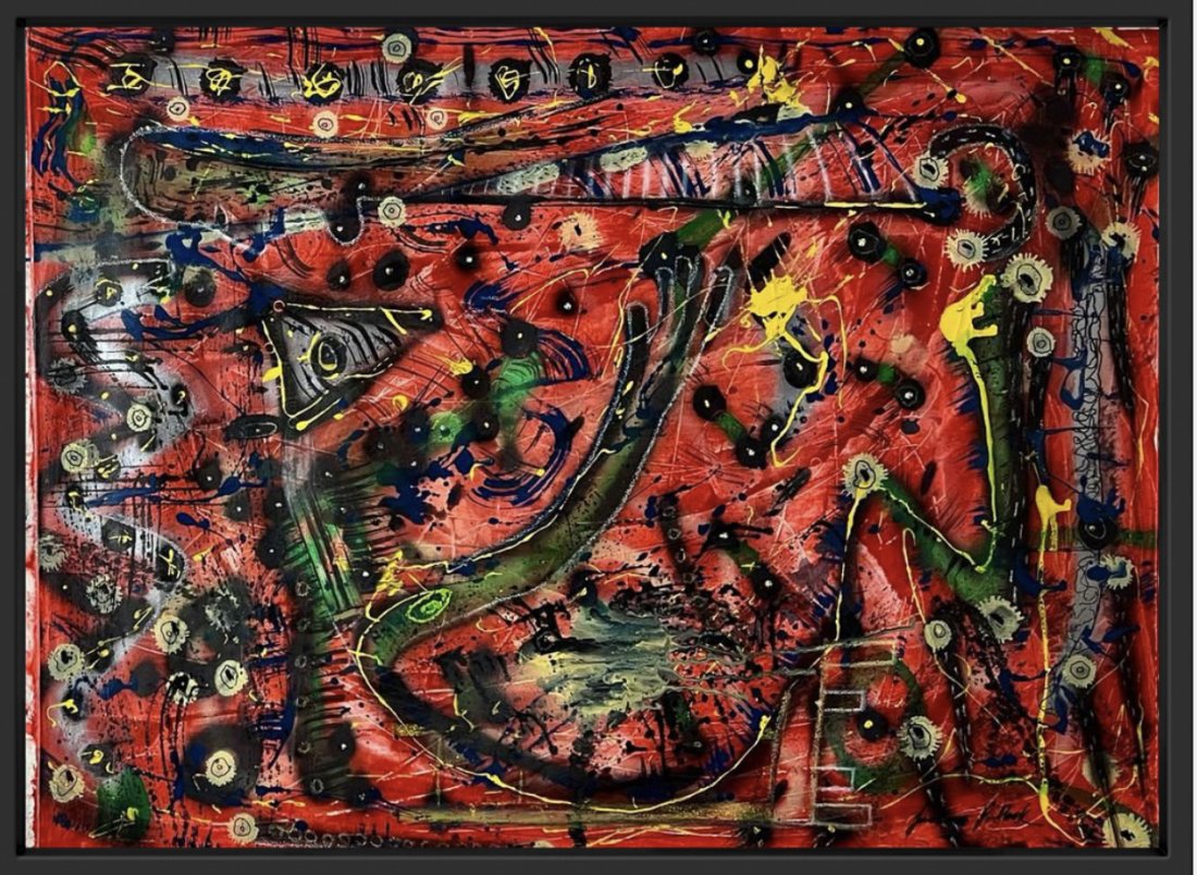 Jackson Pollock (Styleof) American Abstract Modern Pop Expressionism oil canvas (1 of 5)