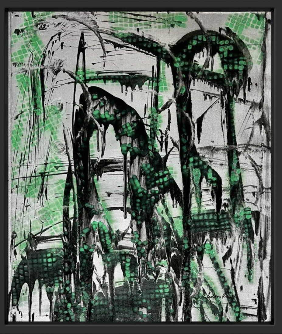 Jackson Pollock Style of American Abstract Modern era of Rothko De Kooning Expressionism oil canvas (1 of 5)