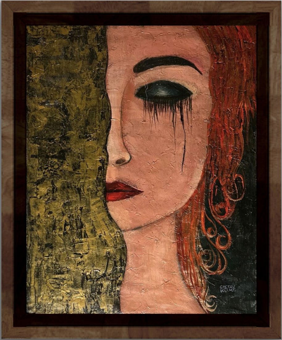 Gustav Klimt Styleof Female Women Portrait  Austrian era Egon Schiele Art Hand Painted Oil On Canvas (1 of 9)