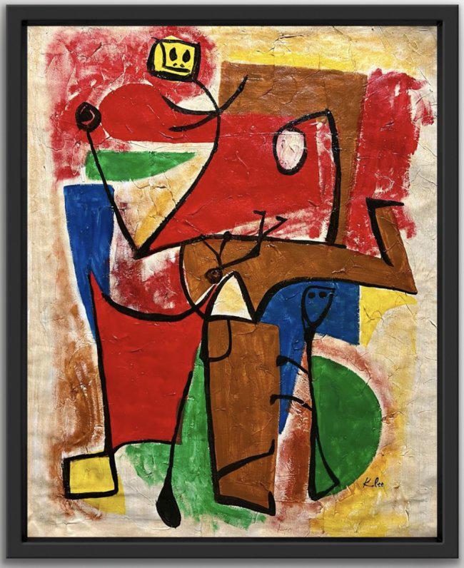 Paul Klee (Style of)Abstract Surrealism Swiss German  Expressionism hand painted oil Canvas (1 of 7)