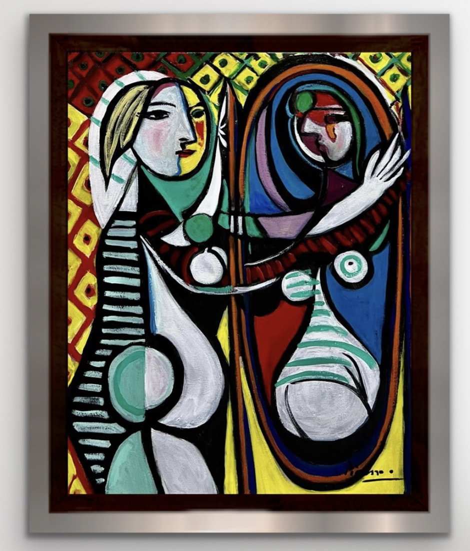 Pablo Picasso Cubism Styleof Spanish Surrealism Abstract Matisse Dali era Oil on Canvas: This lot consists of a hand painted oil on canvas in the style of Pablo Picasso. The illustration depicts a figure of a female in the famous cubism period. Pablo Picasso (25 October 1881-8 April 1973)