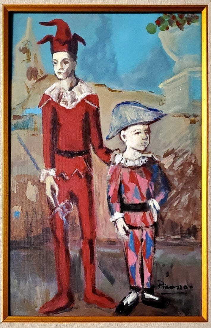 Pablo Picasso (1881-1973) Spanish harlequin Acrobats landscape Monet Van Gogh era Oil on Canvas (1 of 3)