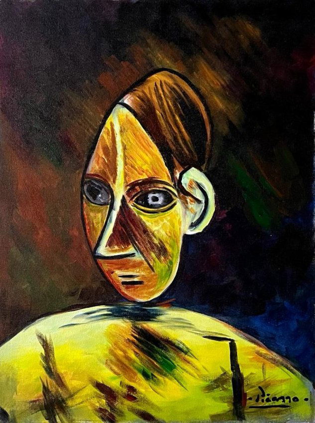 Pablo Picasso (1881-1973) Spanish Abstract Cubism Male Self Portrait Monet Van Gogh er Oil on Canvas (1 of 4)