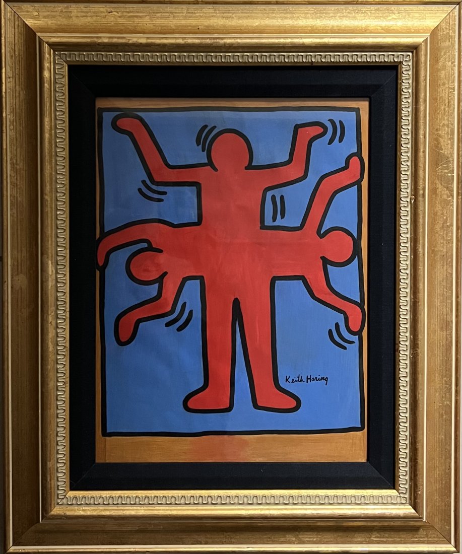 Keith Haring American Pop Art Andy Warhol era Hand painted on Carboard. (1 of 2)