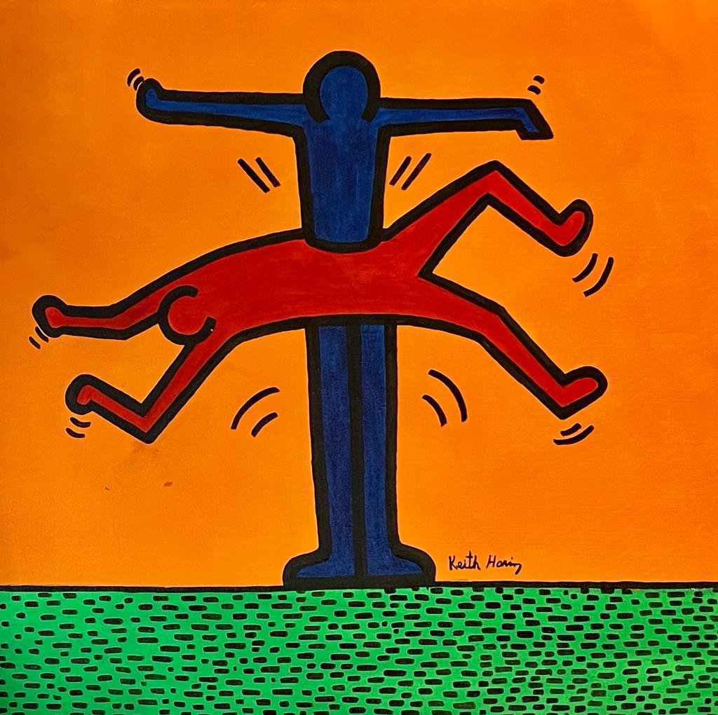 Keith Haring American Pop art Expressionist Basquiat Andy Warhol Era Oil on Canvas (1 of 7)