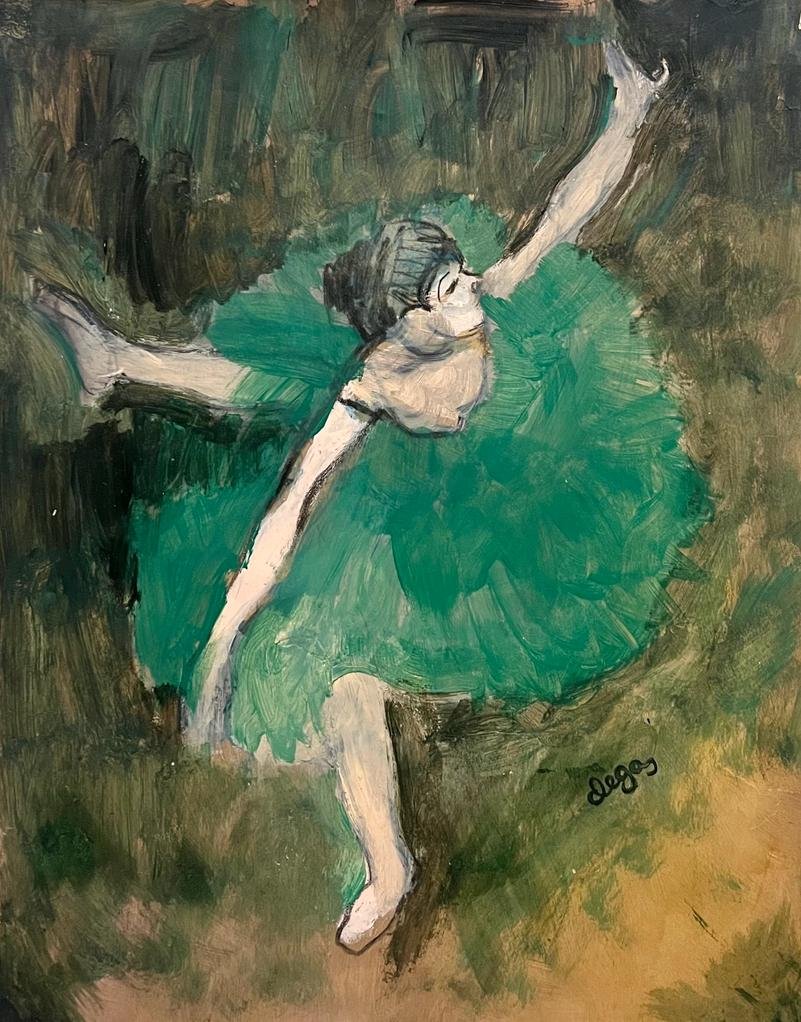 Edgar Degas Ballerina Impressionist Drawing Painting Monet Manet Van gogh era Old hand painted (1 of 2)