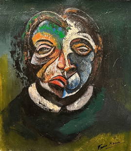 Francis Bacon Expressionist Lucian Freud Dali Magritte Era Self Portrait Oil on canvas: This lot consists of a hand painted oil on canvas figurative portrait.Francis Bacon. Francis Bacon (28 October 1909 - 28 April 1992) was an Irish-born British figurative painter known for his bold, gr