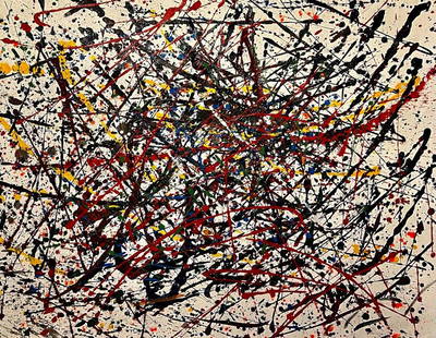 Jackson Pollock Abstract Expressionism Modern American (1912-1956) rothko era LARGE oil on canvas: This lot consists of hand painted Large oil on canvas.(American, 1912-1956). Paul Jackson Pollock was an American painter and a major figure in the abstract expressionist movement. He was widely notic
