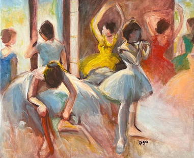 Edgar Degas Impressionist ballerinas dancers Van Gogh Picasso Monet era hand painted Oil on Canvas: This lot consists of a hand painted oil on canvas impressionism ballerinas. Edgar Degas. Edgar Degas was born Hilaire-Germain-Edgar De Gas. He was a French artist famous for his paintings,