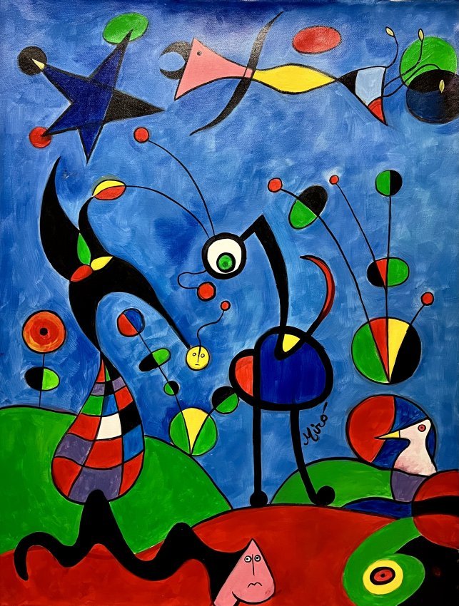 Joan Miro Spanish Abstract Landscape Surrealism Monet Dali Picasso era LARGE Oil on Canvas (1 of 6)