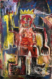 Jean Michel Basquiat NY De Kooning Rothko Era Abstract Expressionist LARGE oil on canvas: This lot consists of a hand-painted Large Oil on canvas Abstract expressionist.Jean-Michel Basquiat (American, 1960-1988).Born in Brooklyn to a Haitian father and Puerto Rican mother, Basquiat first a