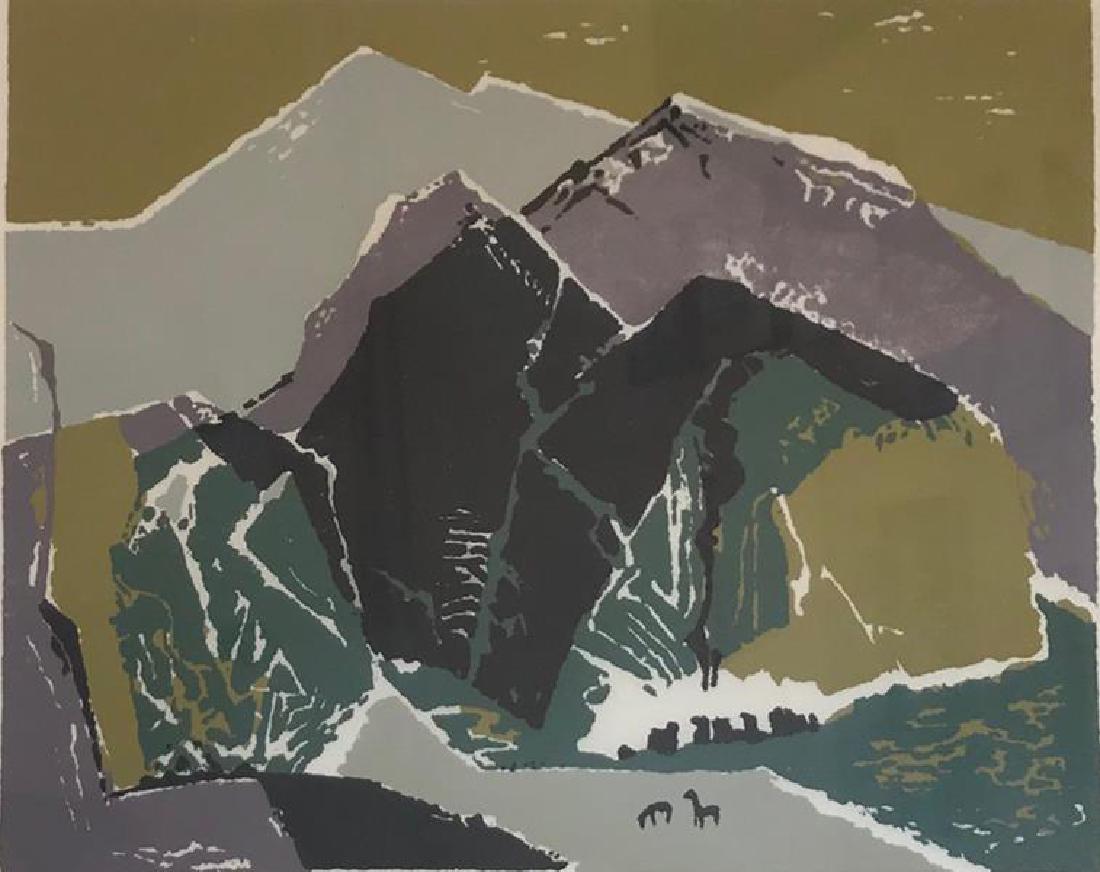 Ethel Magafan (1916-1993): Early Spring, n.d., woodcut in color, Ed. AP, SLR, 7.25 x 9 inches, framed. Condition: Good