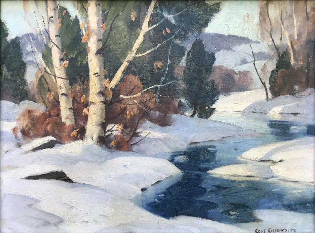 Cecil Chichester (1891-1963): Stream and Birches in Winter, n.d., oil on canvas, SLR, 12 x 16 inches, framed. Condition: Good