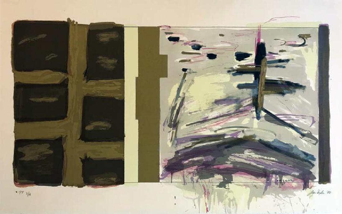 Joan Snyder (b. 1940): FMSWNL, 1980, silkscreen, Ed. PP 2/4, SLR in pencil, 22 7/8 x 36 3/4 inches, unframed. Prov. Singer Print Collection, Hartford Art School Endowment, Inc. Condition: Good