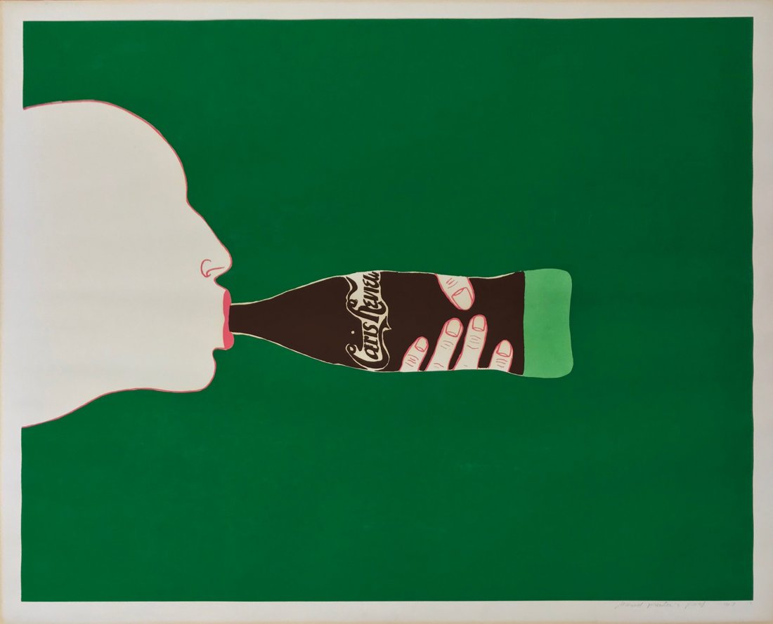 Marisol (1930-2016): Untitled, Paris Review, 1967, silkscreen, SLR in pencil, Printer's proof, 26 x 33 inches, Robert Kulicke Frame. Condition: Good. Minor light surface abrasions above bottle, light wave to paper