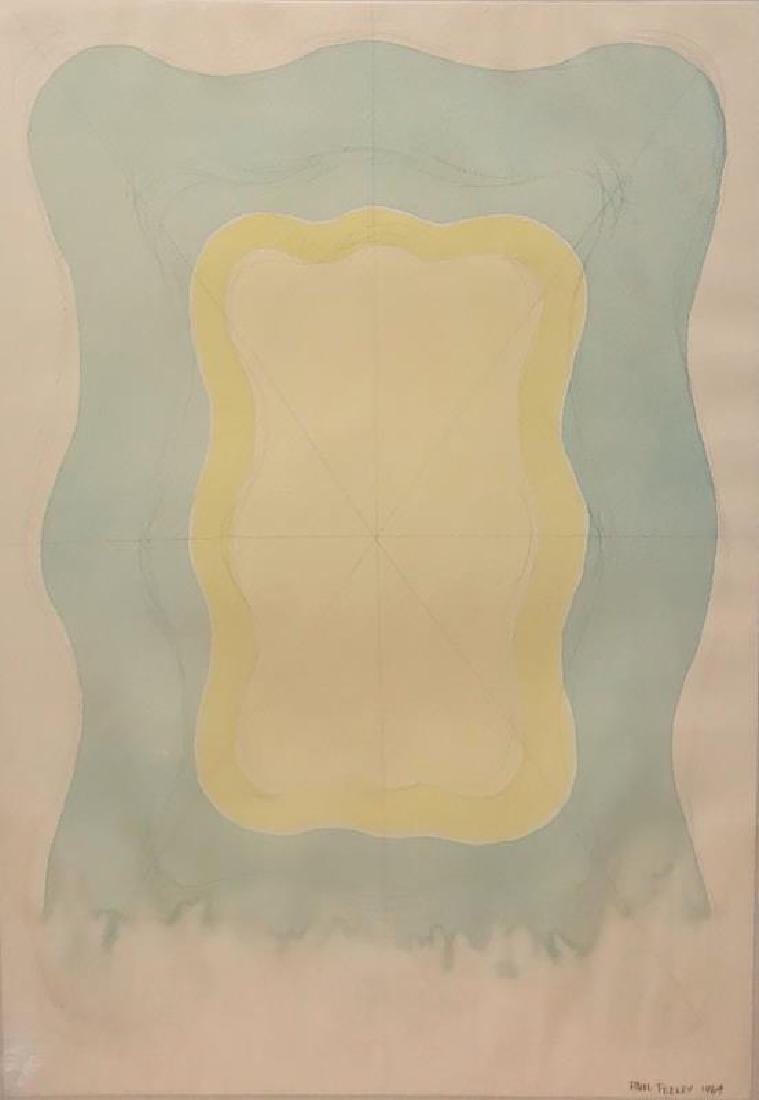 Paul Feeley (1910-1966): Study for Alruccatah, 1964, watercolor on paper, SLR and dated in pencil, 18 x 13 inches, framed. Provenance: MOMA, Betty Parsons Gallery, January 1968. Condition: Water damage lower 3 inch quadrant