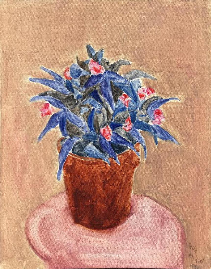 Sally Michel Avery (1902-2003): Spikey Plant, 1988, oil on canvas board, SLR, 13 7/8 x 10 7/8 inches, unframed. Condition: Good