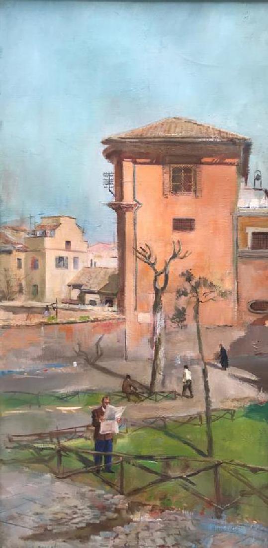 Louis Bouche (1896-1969): Via Garibaldi, n.d., oil on canvas, SLL, 47 5/8 x 28 inches framed, 38.5 x 19.75 inches canvas size. Heydenryk frame. Provenance: Estate of the Artist. Condition: Good