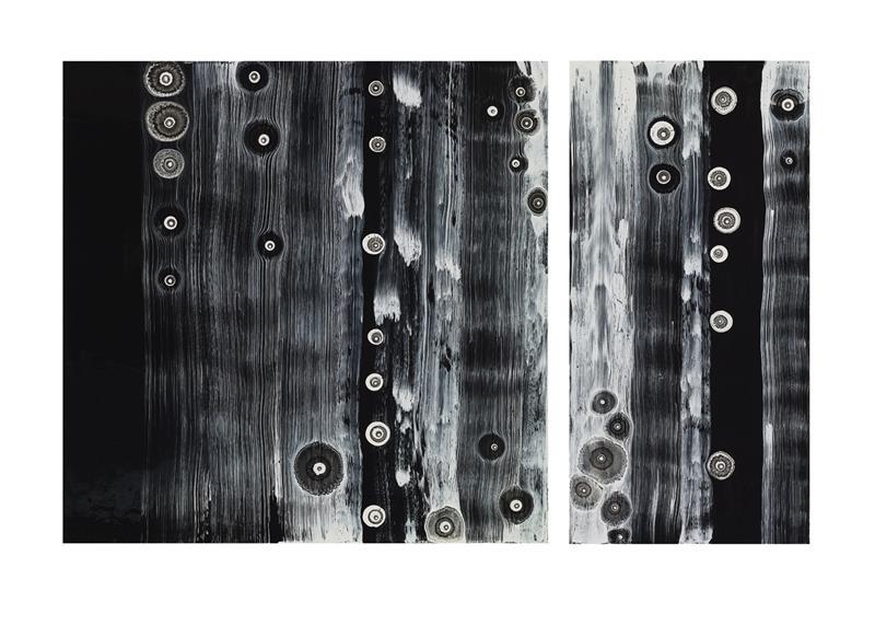 Laura Gurton: Unknown Species No. 273 Diptych, oil, alkyd, ink and panel 12 x 16 inches signed verso unframed, finished edges WAAM was founded in 1919 by artists seeking to foster their fellow artists by providing 