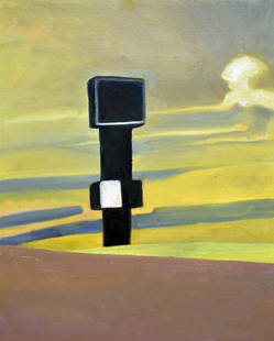 Margaret Still, Empty Highway Sign: Oil Paint on Paper 2019 size:10" x 8"