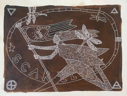 David Bender, Drakaina: White ink over dye-based drawing ink on Arches hot-pressed paper date created:2020 size:16.5" x 13.5"