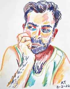 Alex Testere, self-portrait: pastels on paper, 8x10" date created:2022 size:10" x 8"