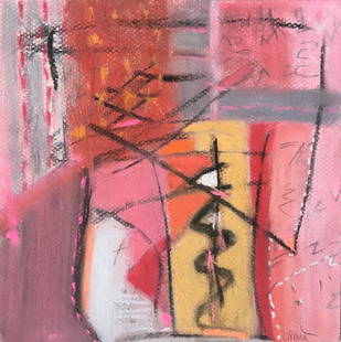 Nancy O'Hara, Red #9: pencil, pastel date created:2018 size:8" x 8"