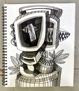 Christopher Skura: Are You Going With Me?, 2021, Ink on paper, 14” x 12”