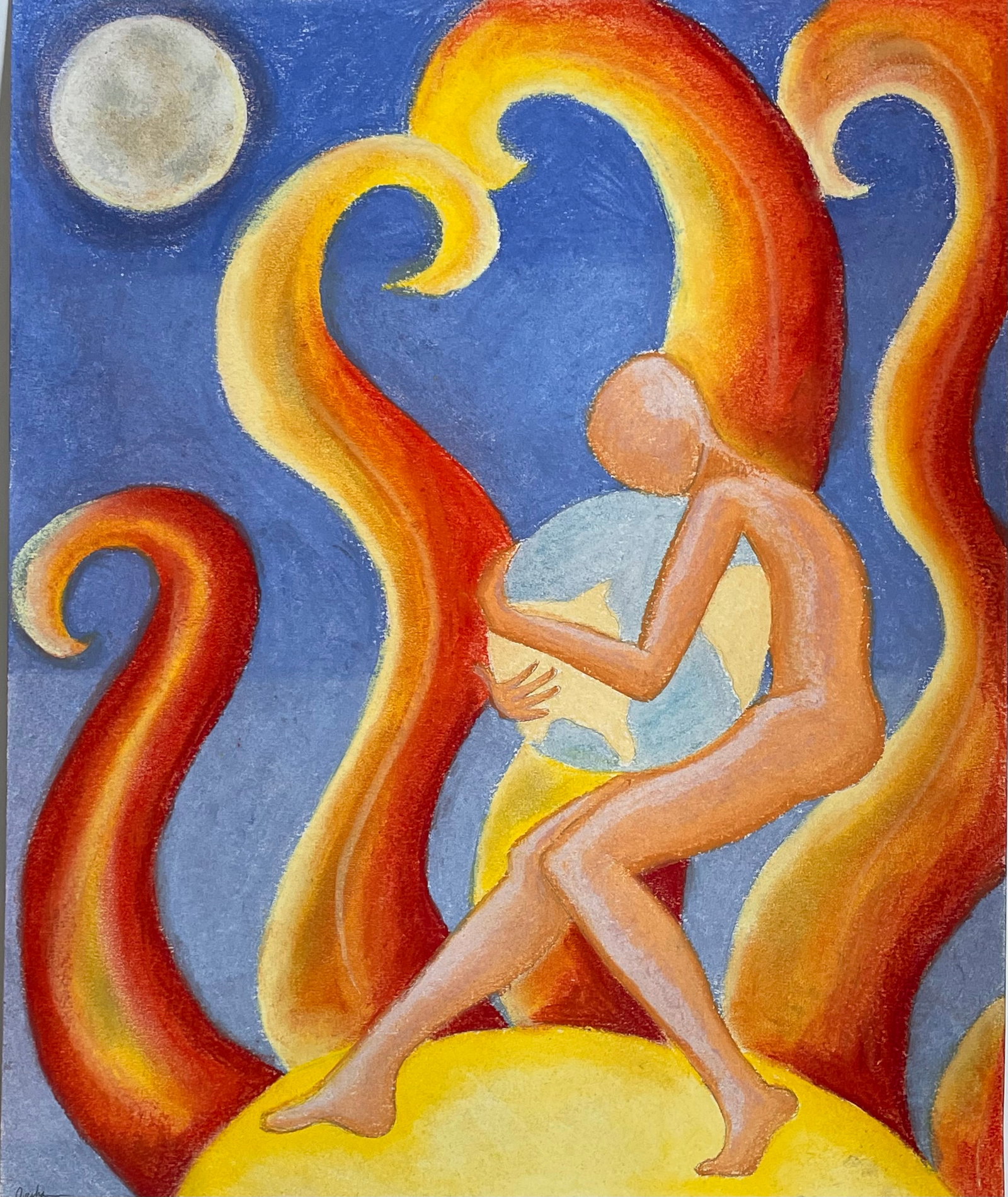 Ayesha Ibrahim: Sense of Summer, 2023, Pastel, 17" x 14"
