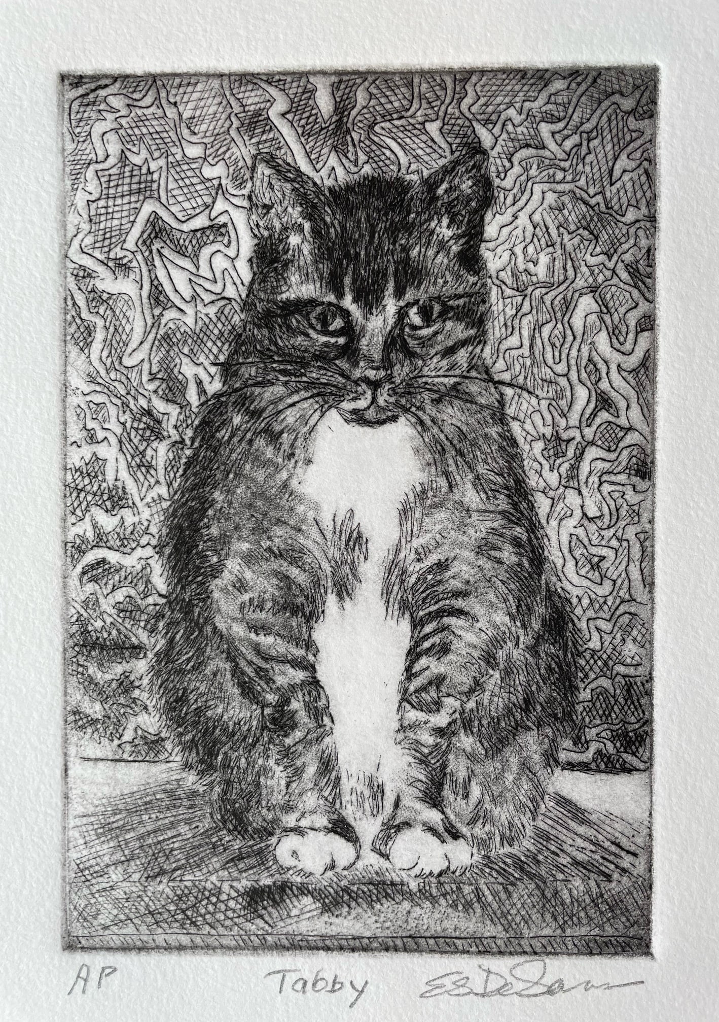 Sue DeSanna: Tabby, 2011, Etching, 5 3/4" x 3 3/4"