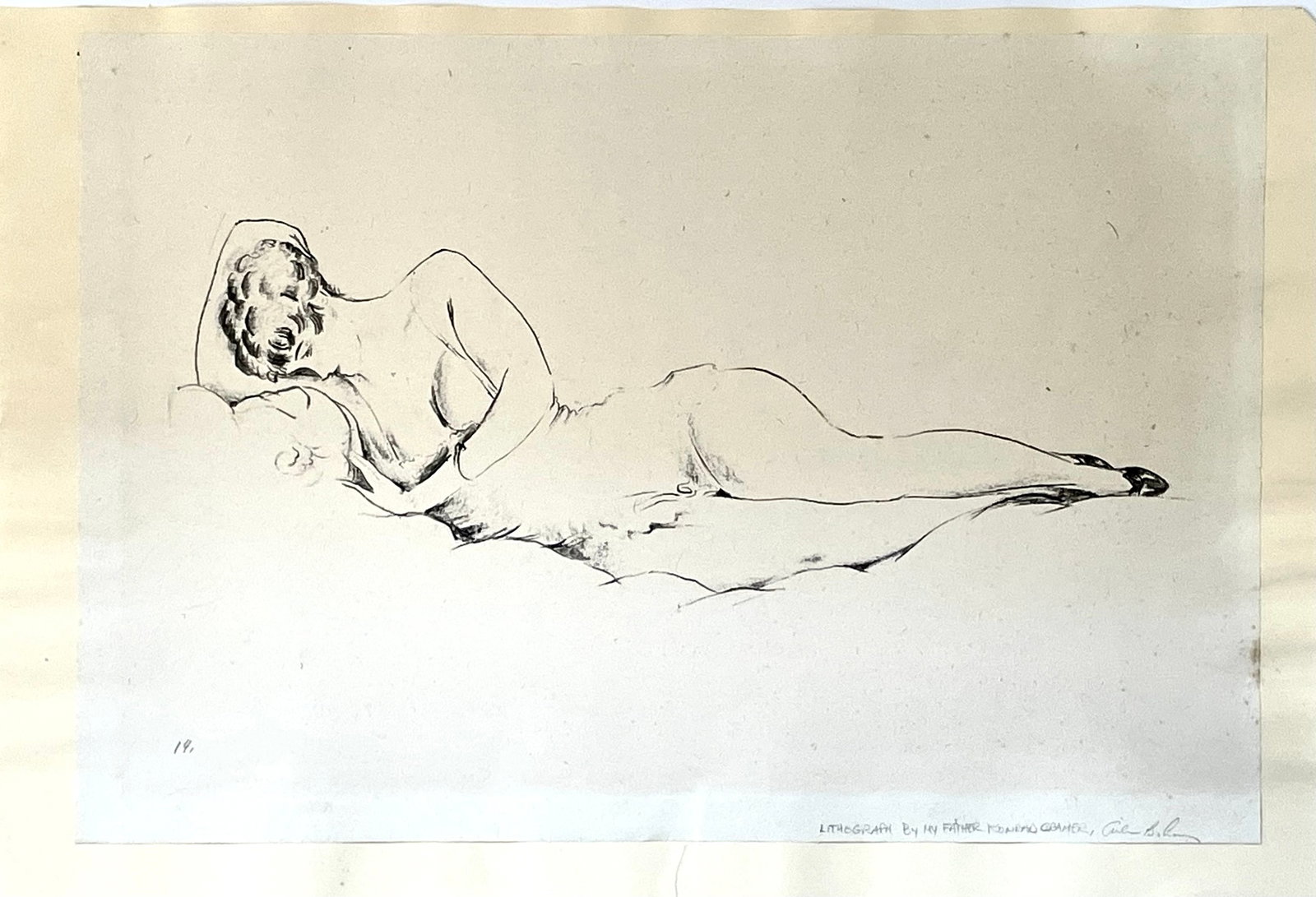 Konrad Cramer: Afternoon Nap, 1930's, Lithograph, 11" x 16"